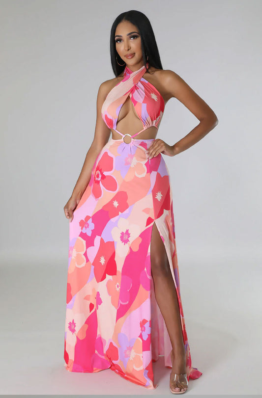 Women Clothing Floral Dress Slightly Long Suspender French Dress Summer Dress