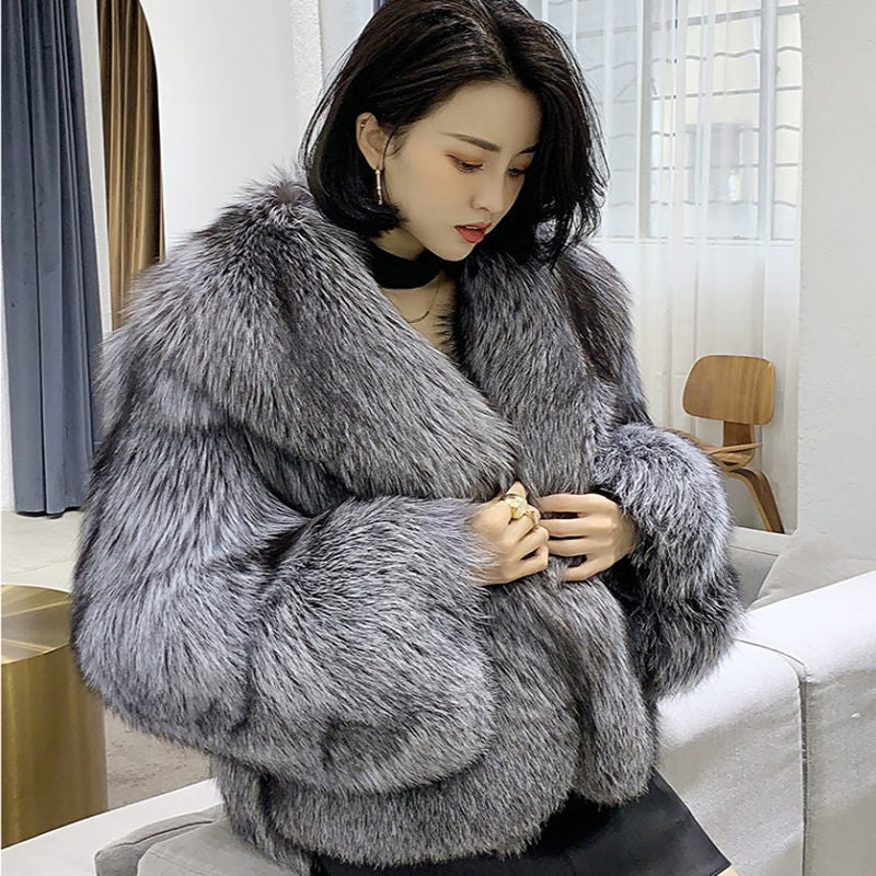 Women's Short Faux Fur Winter Jacket