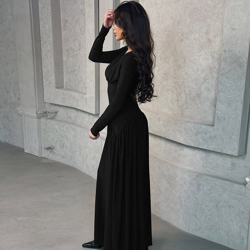 Women Wear Summer Elegant Slim Waist Controlled Long Sleeves Jumpsuit Dress