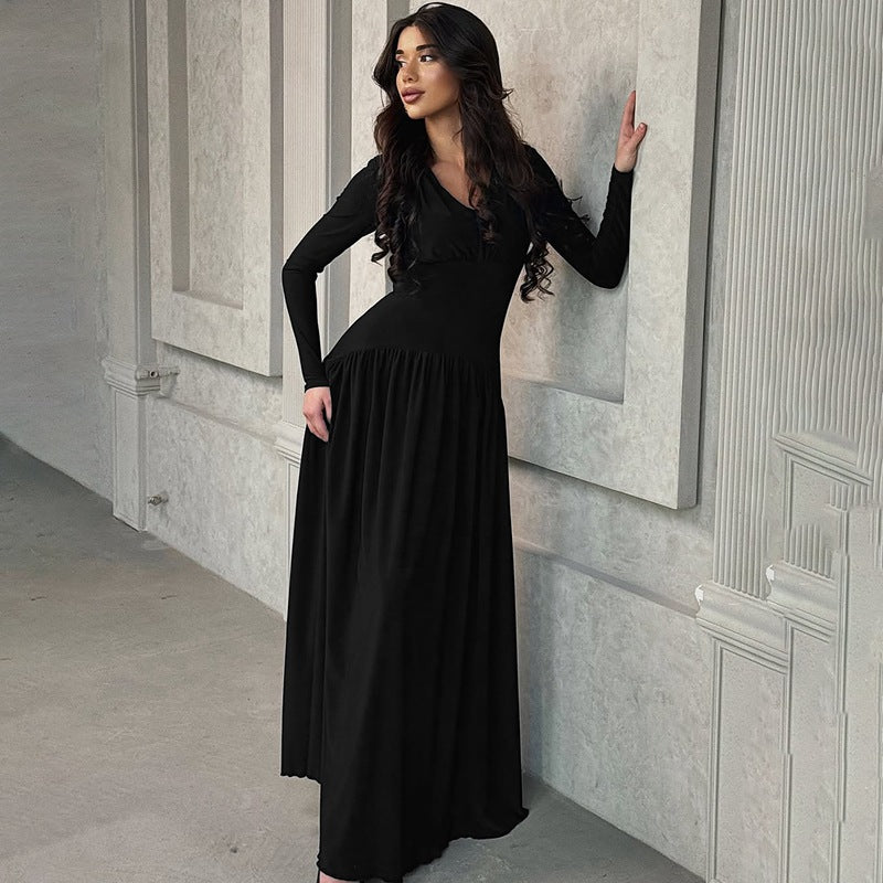 Women Wear Summer Elegant Slim Waist Controlled Long Sleeves Jumpsuit Dress