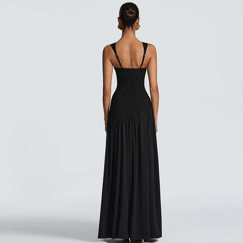 Women Clothing Winter Camisole Slim Solid Color Split Ribbon Dress Women