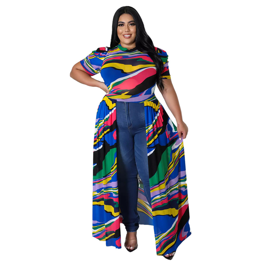 Plus Size Cutout High Low Dress Top