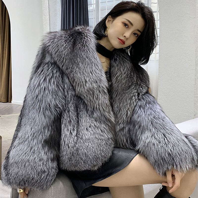 Women's Short Faux Fur Winter Jacket