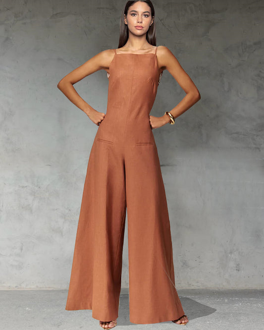 Sleeveless Jumpsuit Loose Vacation One Piece Wide Leg Trousers