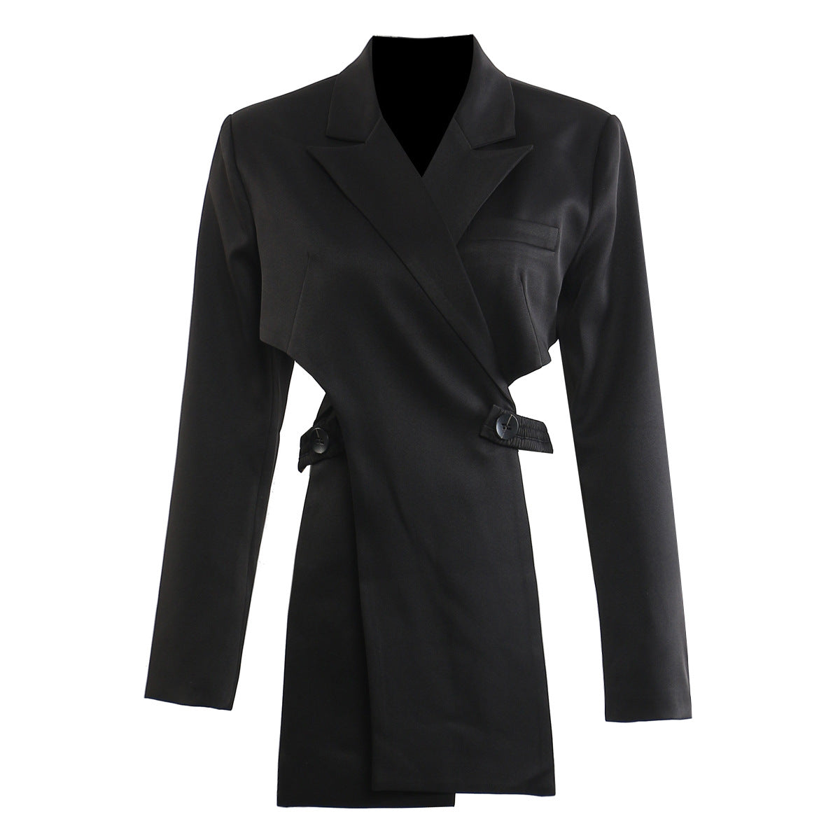 Backless Cut Irregular Asymmetric Waist Tight Blazer Top