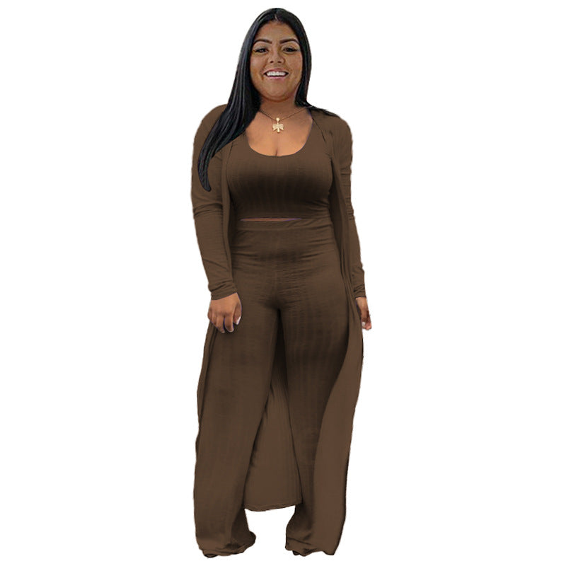 Plus Size Sexy Three-Piece Rib Design Pants Sets