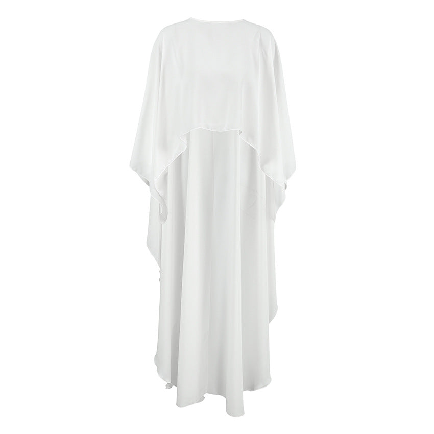 White Chiffon Loose Cape Shirt