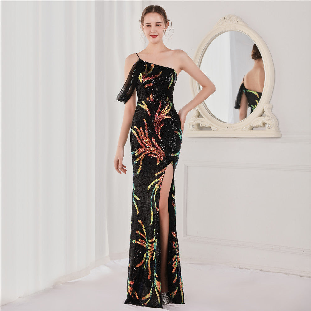 Beaded Sequined Long Evening Dress