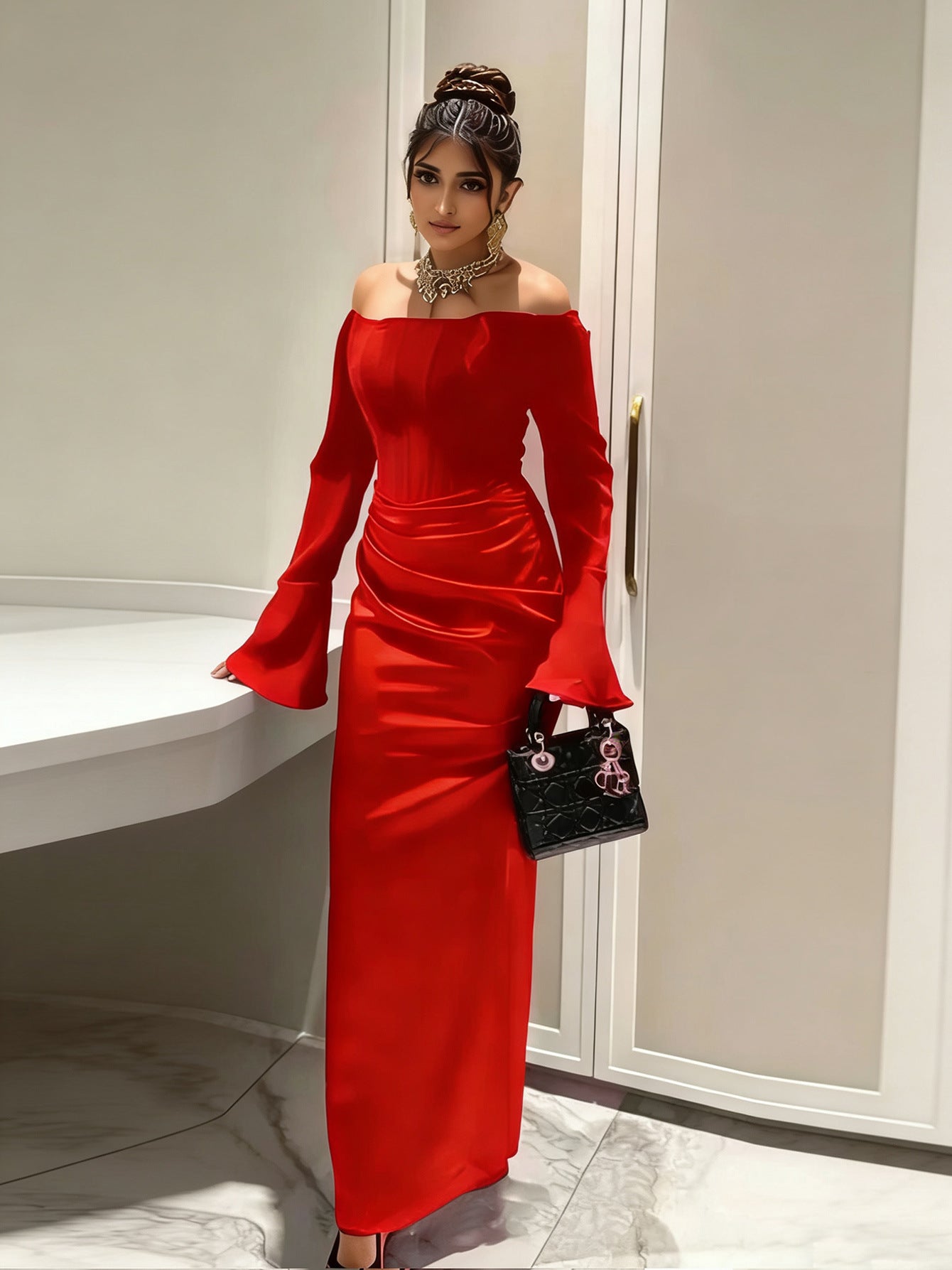 Tube Top Maxi Dress With Slit at the Hemline