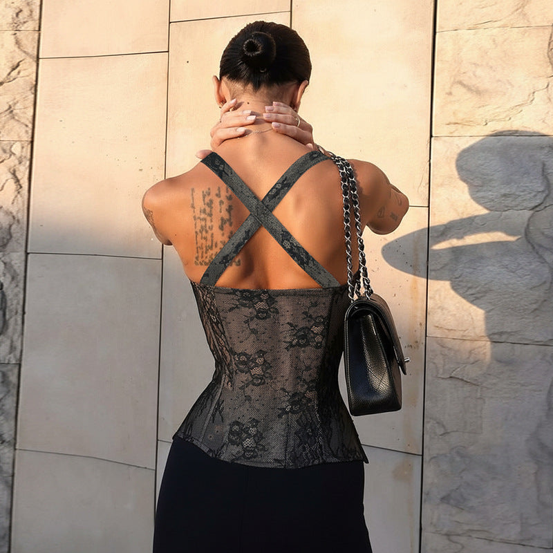Lace Sexy Waist Tube Top Slim Fit Vest