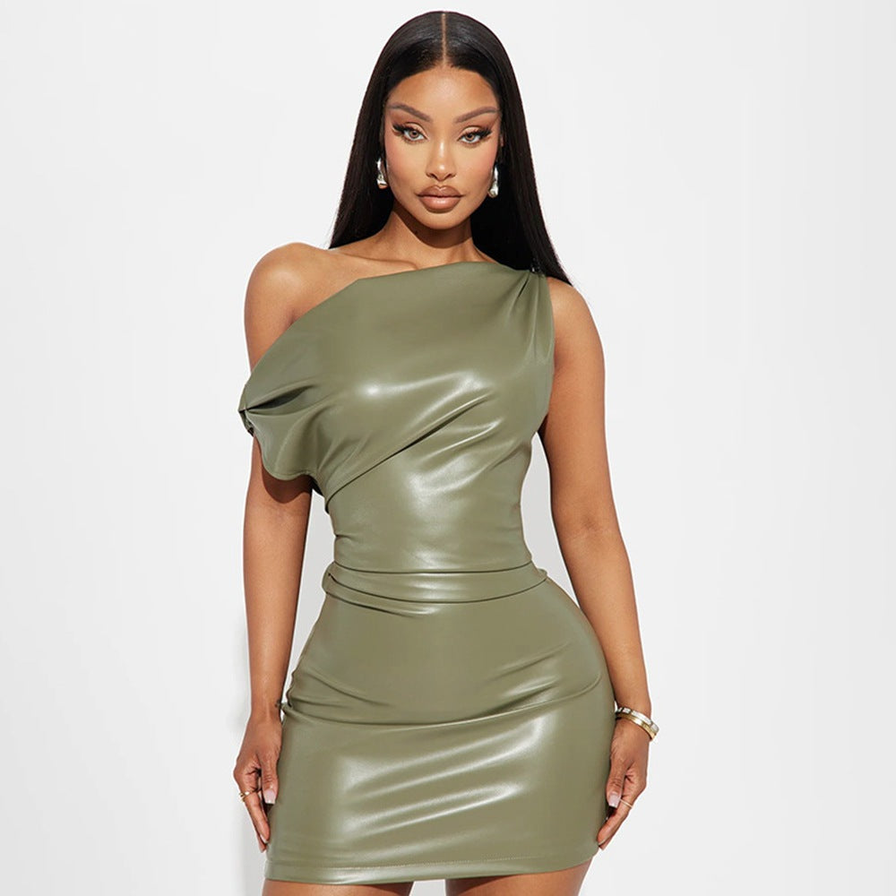 Sexy Faux Leather Mini Dress