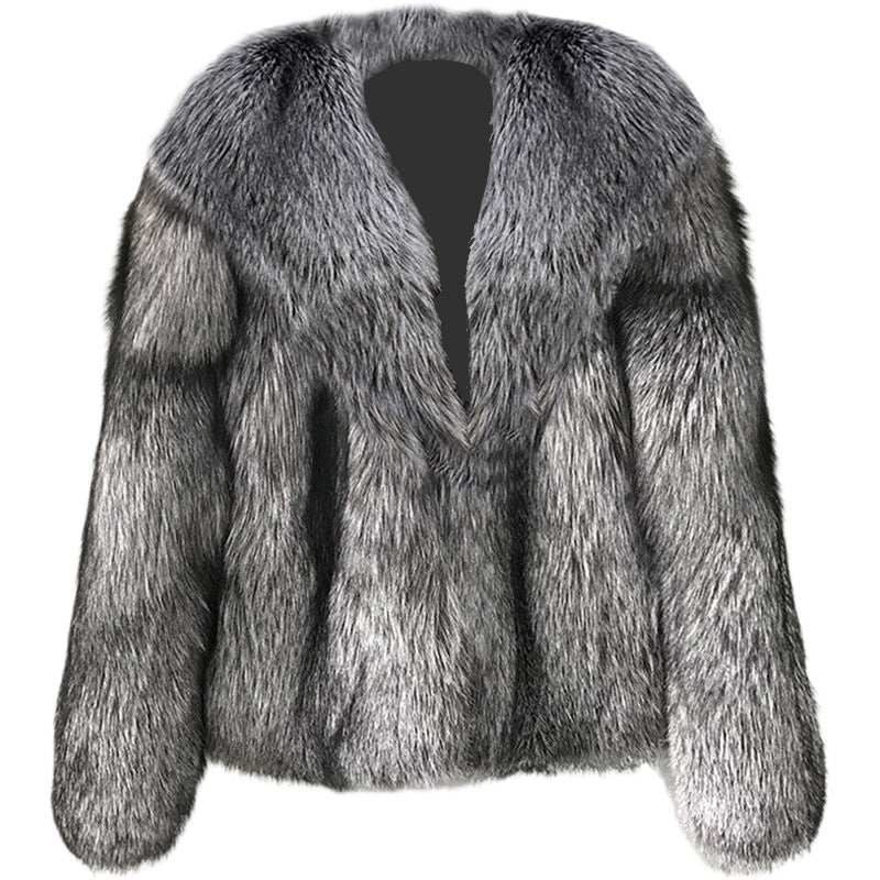 Women's Short Faux Fur Winter Jacket