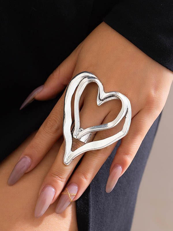 Heart Shape Solid Color Rings Accessories