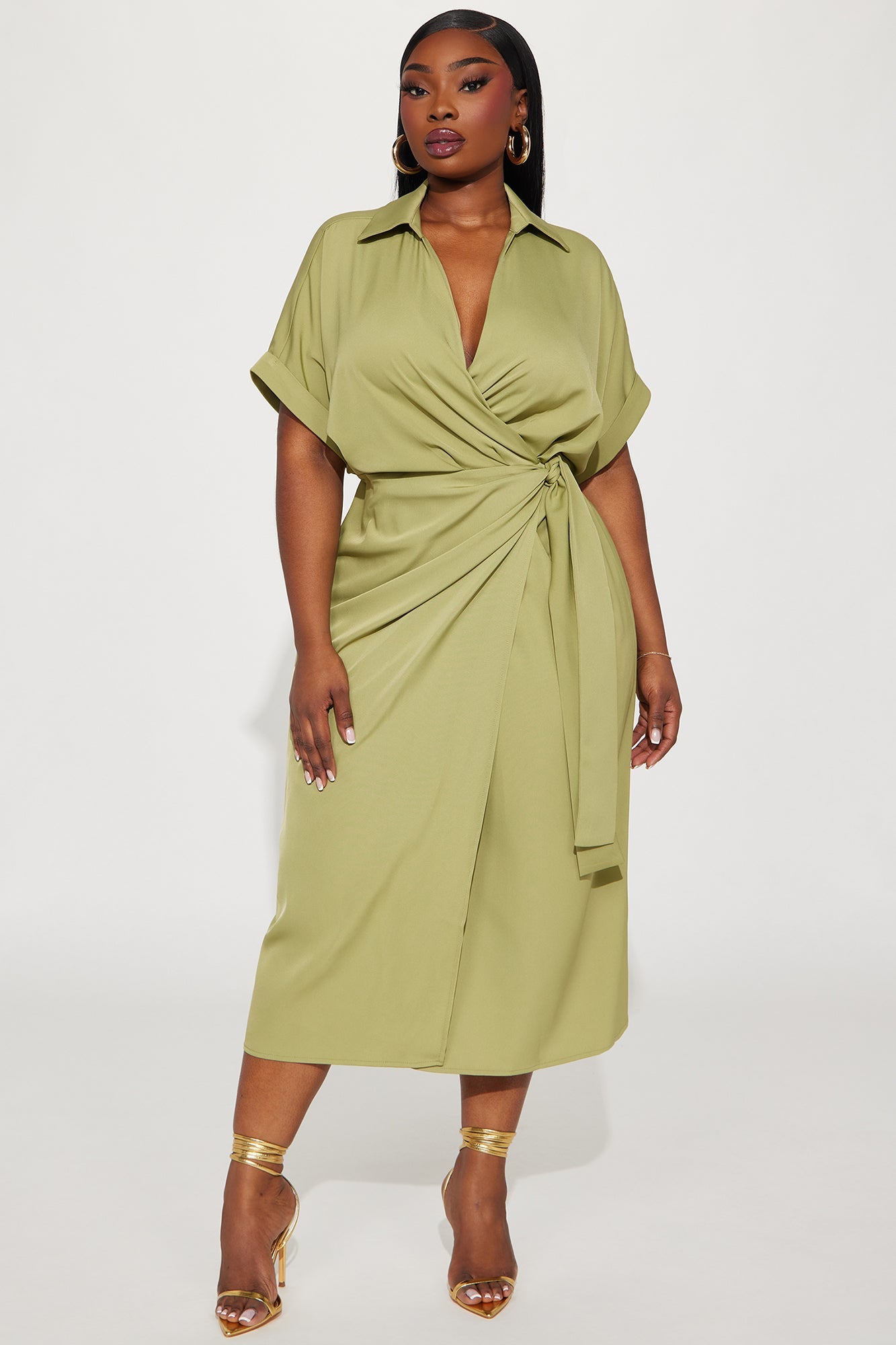 Lucy Midi Wrap Dress - Chartreuse