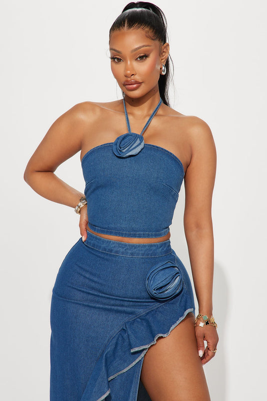 Karlie Rose Denim Skirt Set - Medium Wash