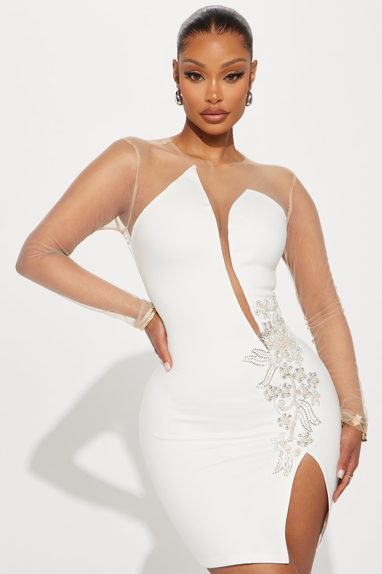White Embellished Mini Dress