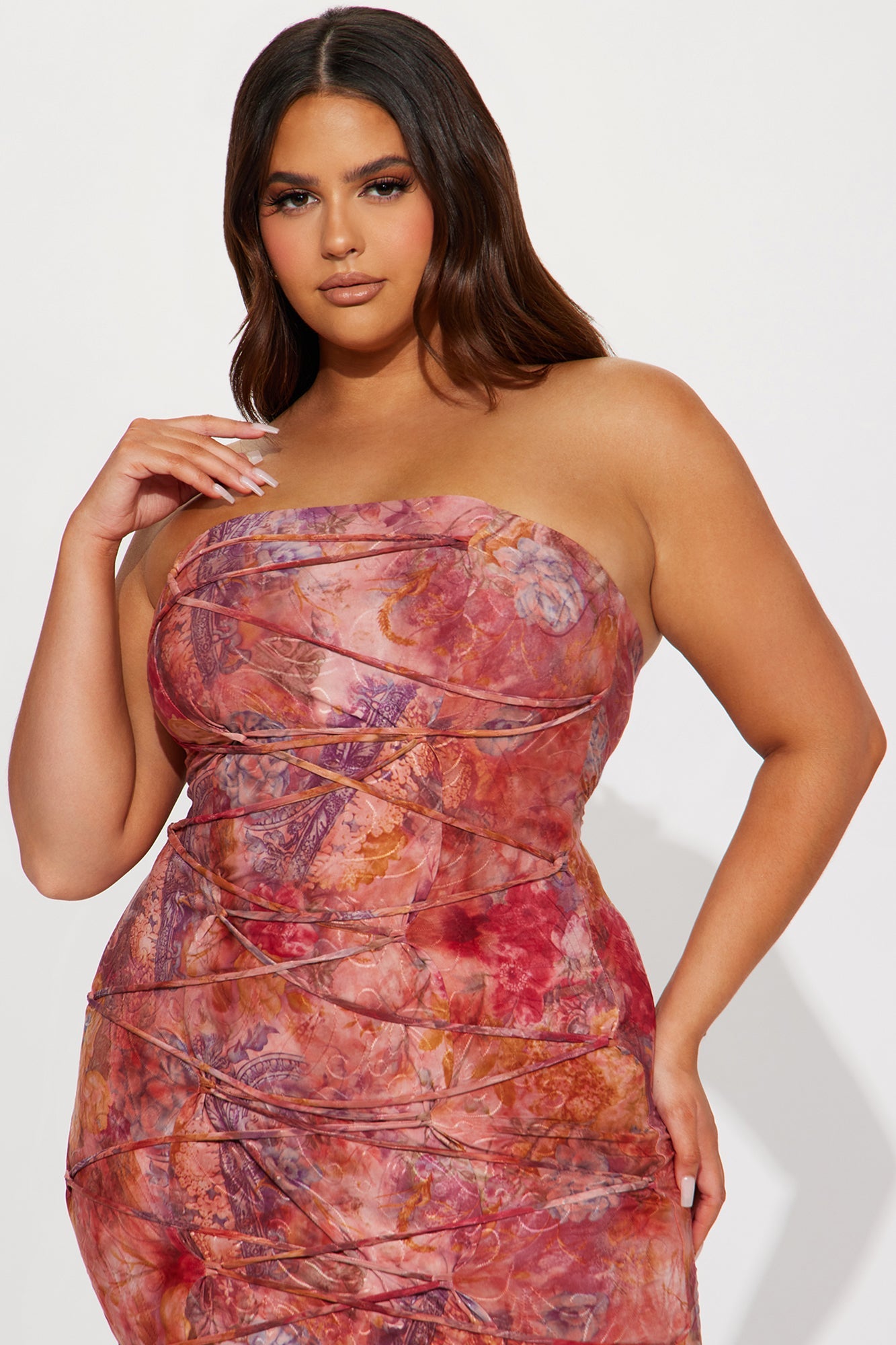 Perla Lace Up Maxi Dress - Multi Color Extremely Beautiful LLC Perla Lace Up Maxi Dress - Multi Color Extremely Beautiful LLC