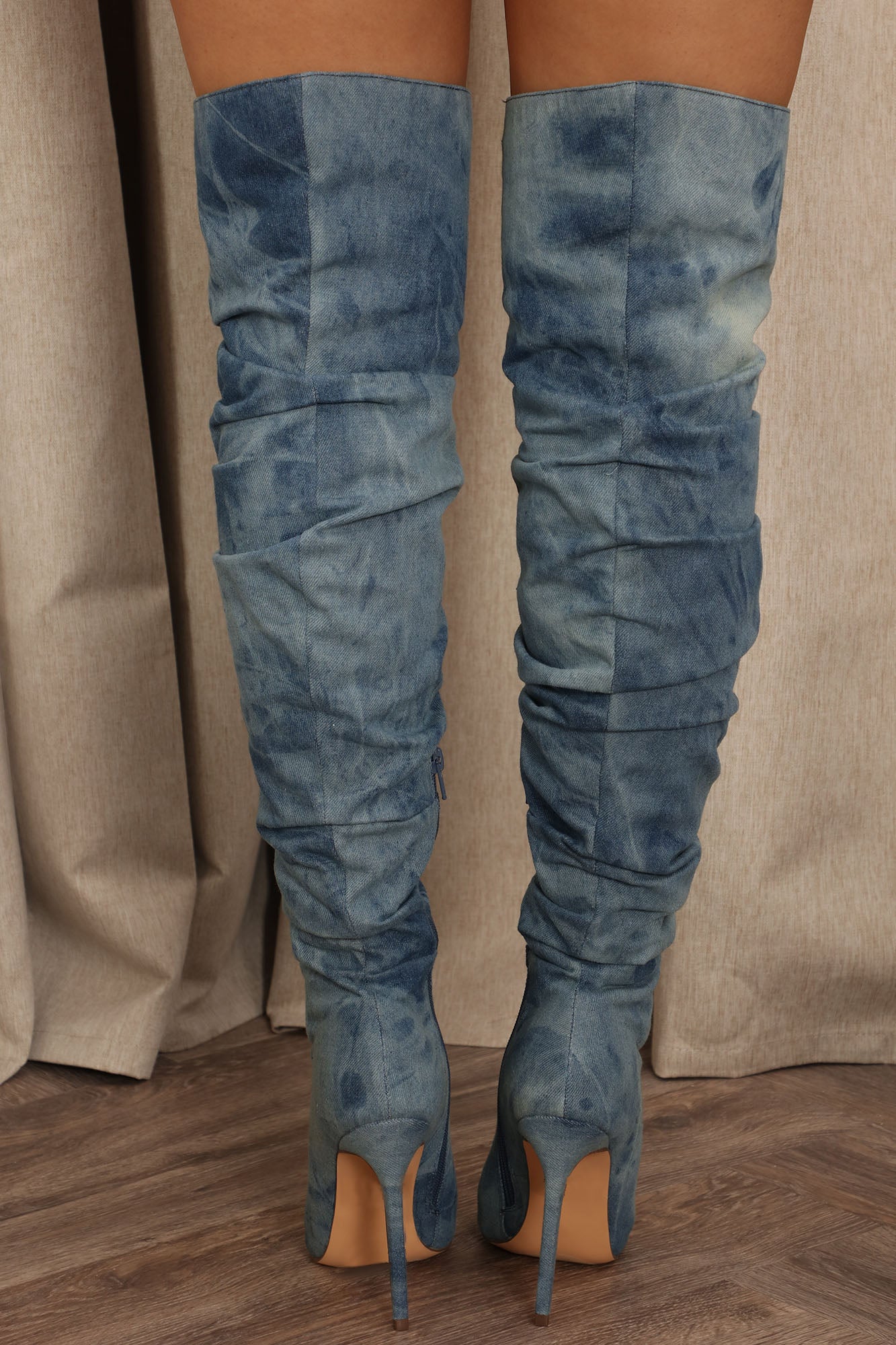 Let's Talk About It Over The Knee Boots - Denim