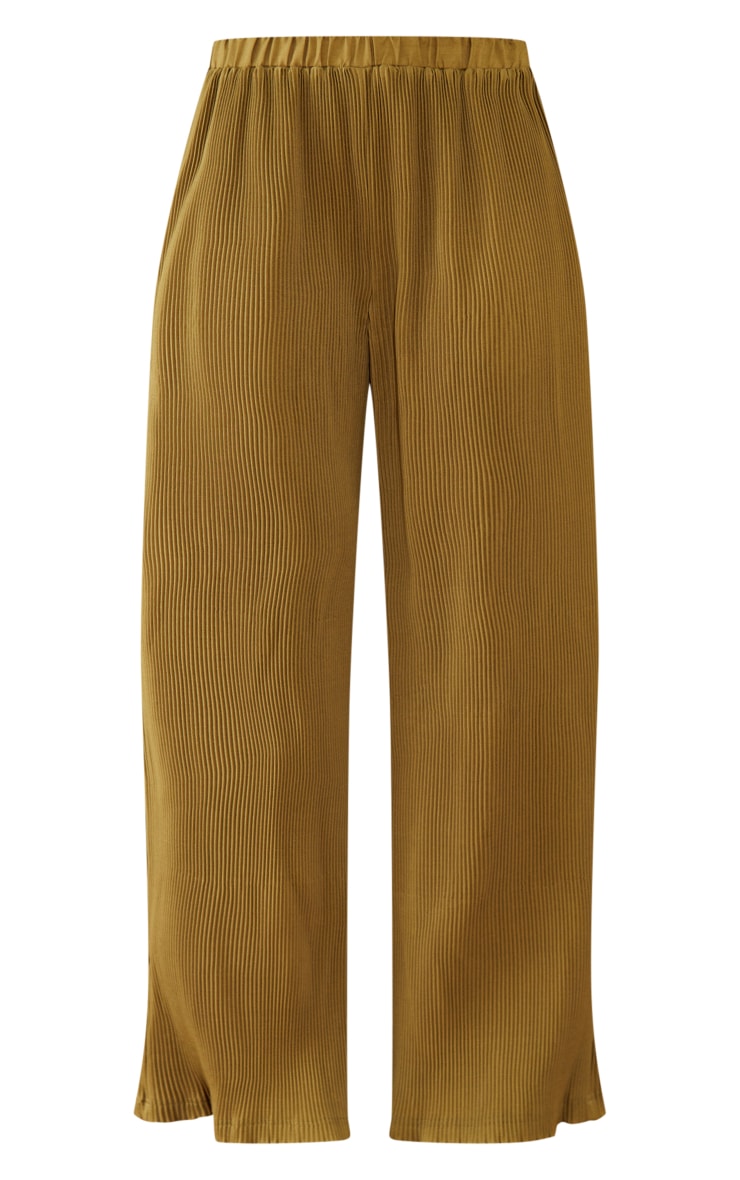 Light Grey Plisse High Waisted Wide Leg Pants