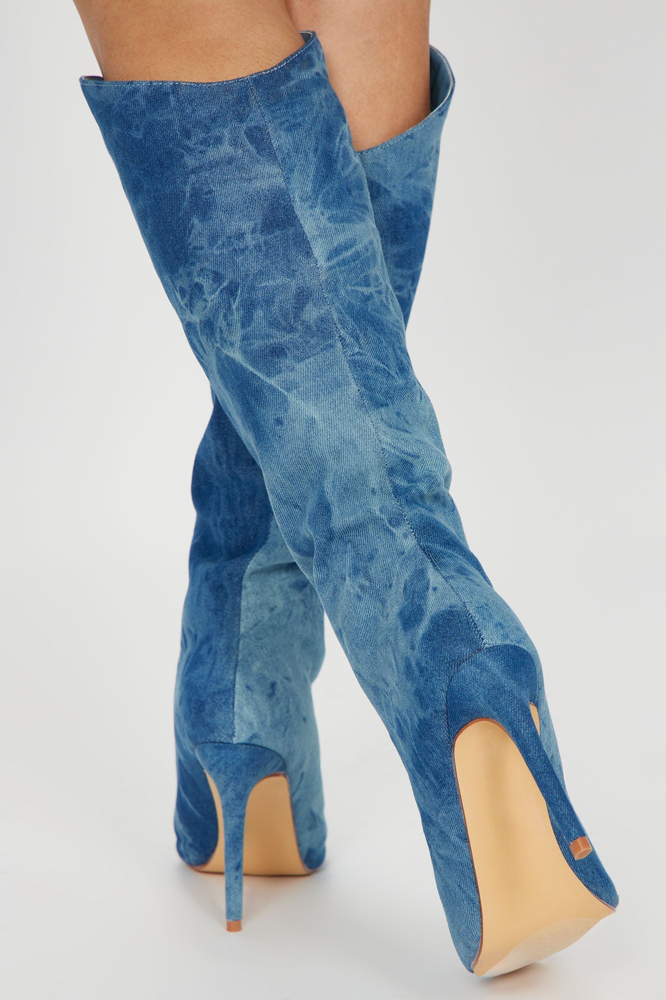 Call It Out Heeled Boots - Denim