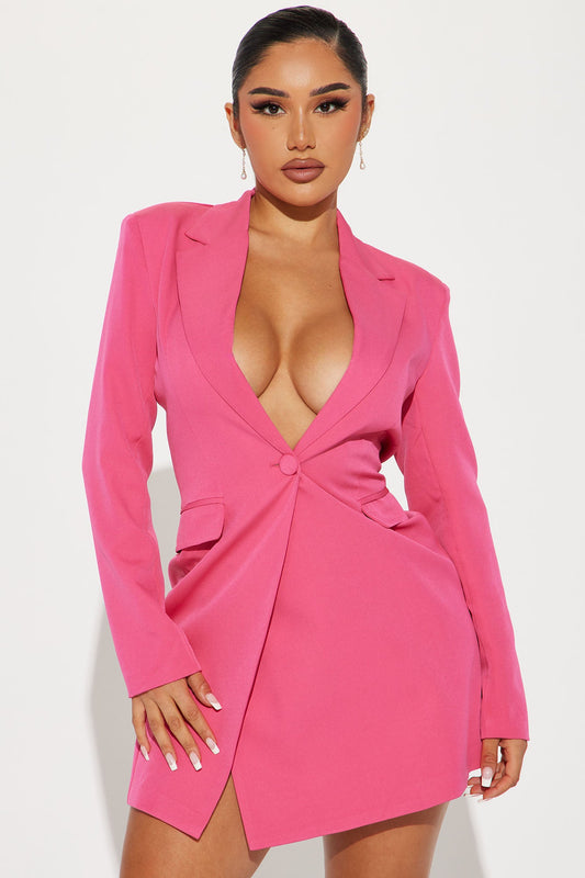 Blair Blazer Mini Dress - Hot Pink