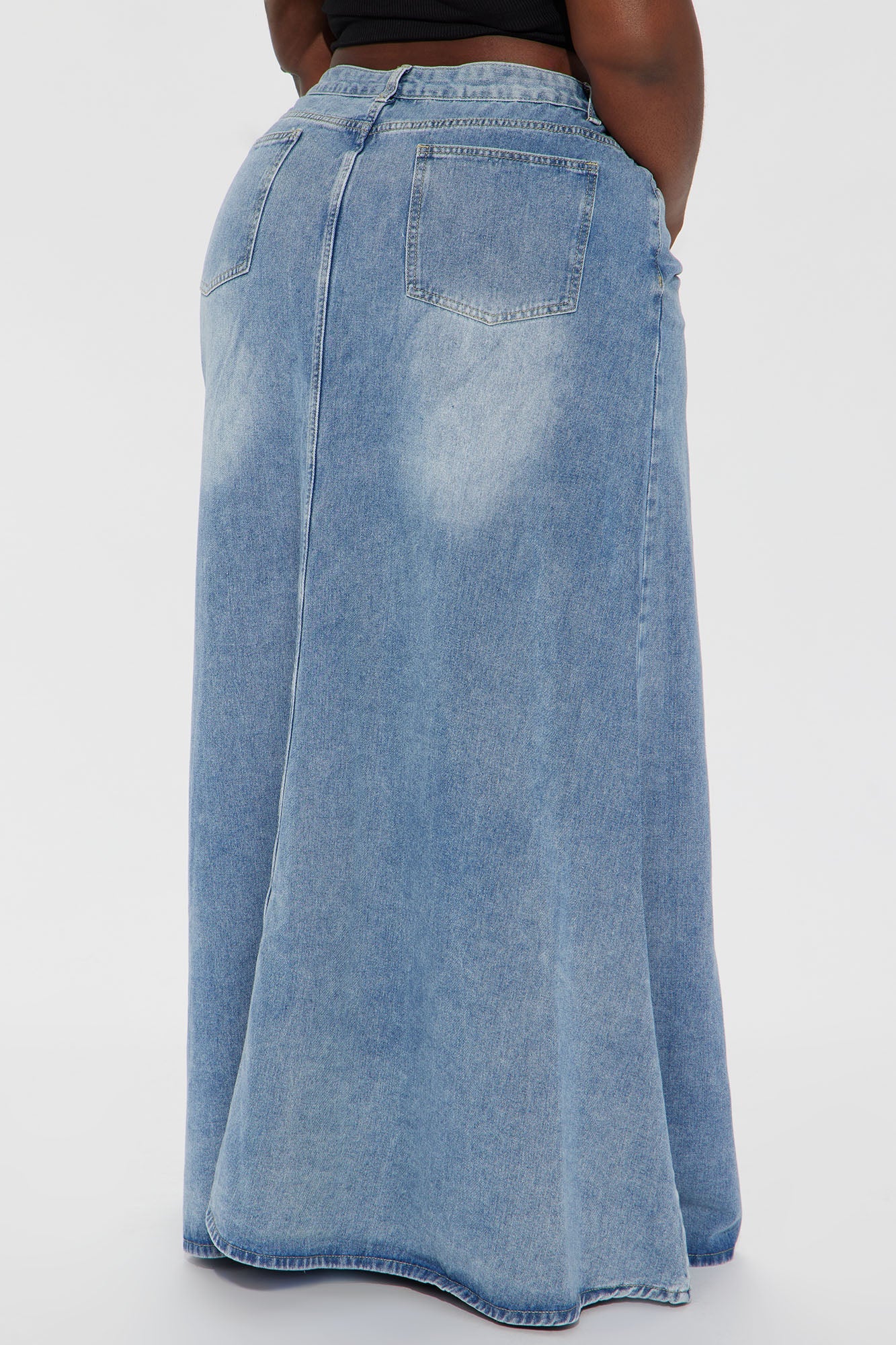 Walk All Over You Denim Maxi Skirt - Medium Wash