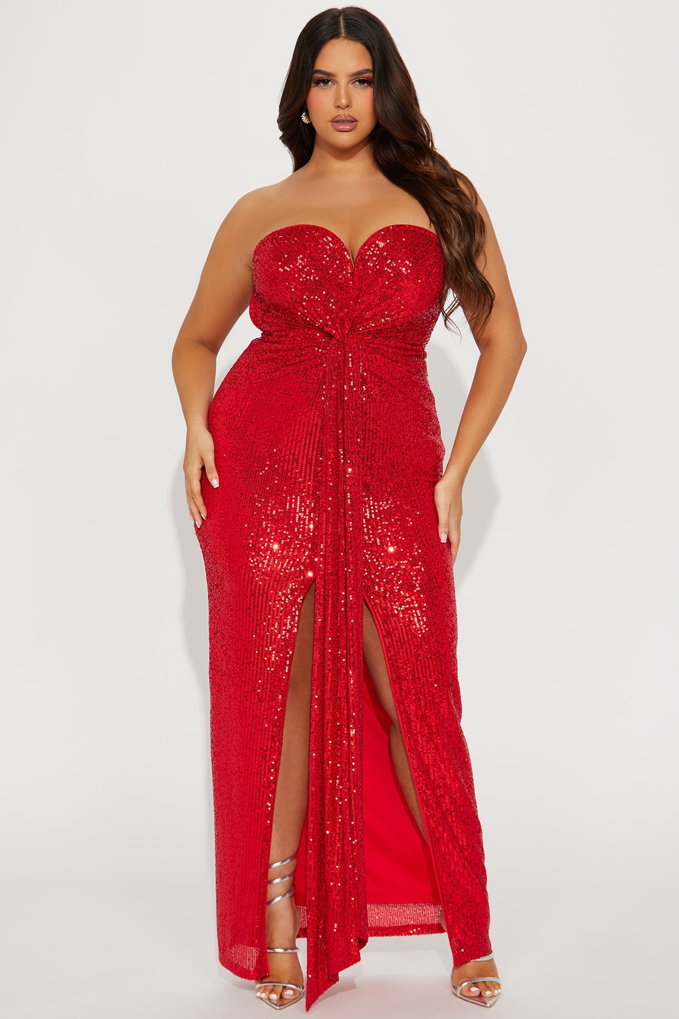 Sequin Maxi Dress - Red