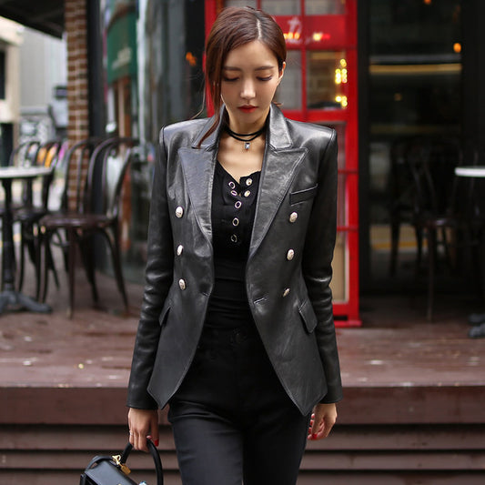 Women's Blazer Style Leather Jacket
