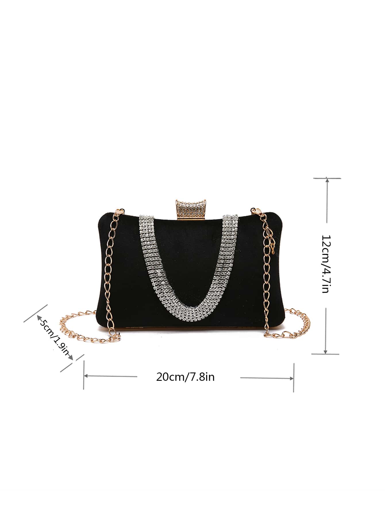 Exquisite Mini Rhinestone Decor Chain Velvet Box Bag
