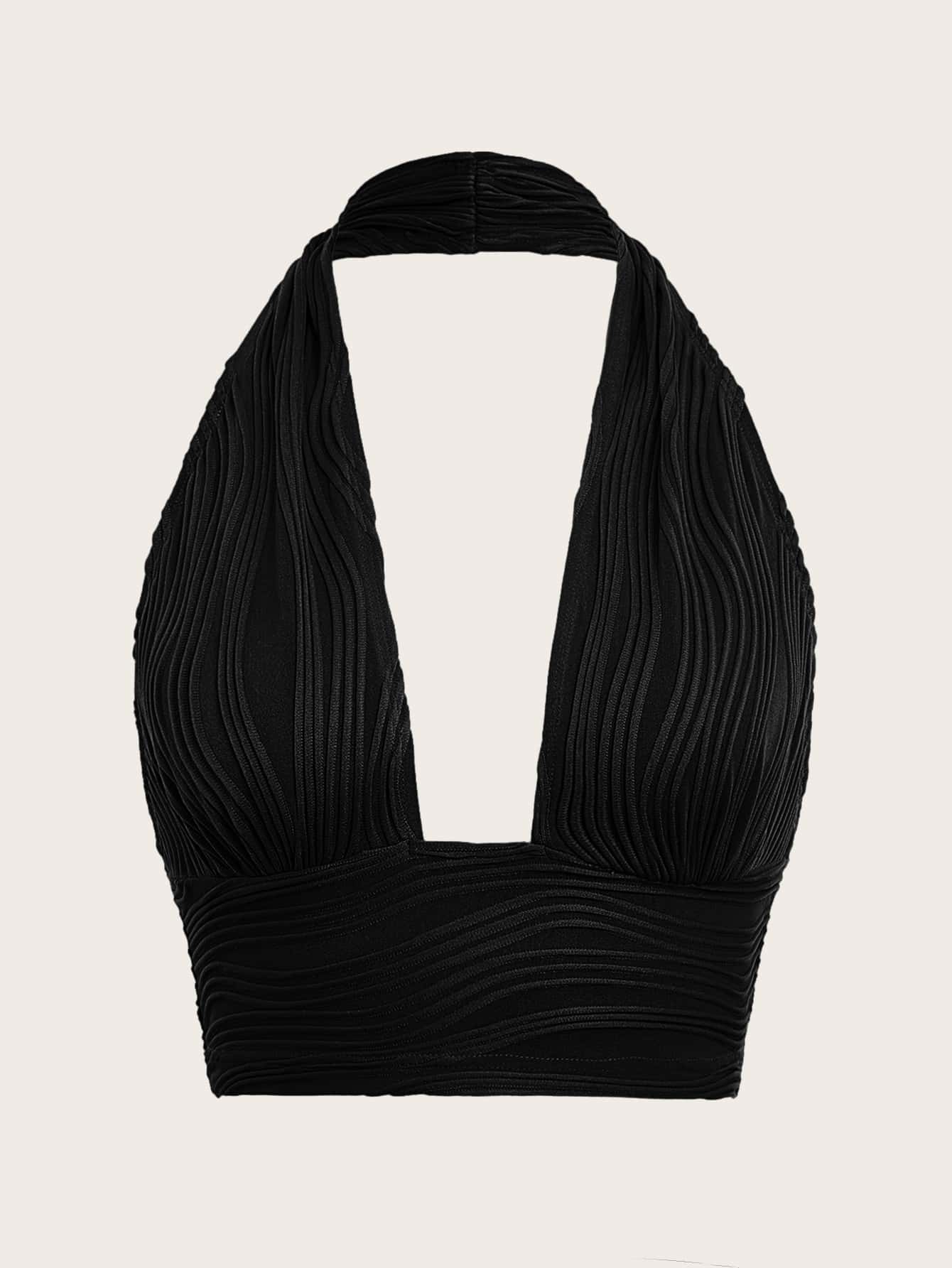 ICON Solid Backless Crop Halter Top