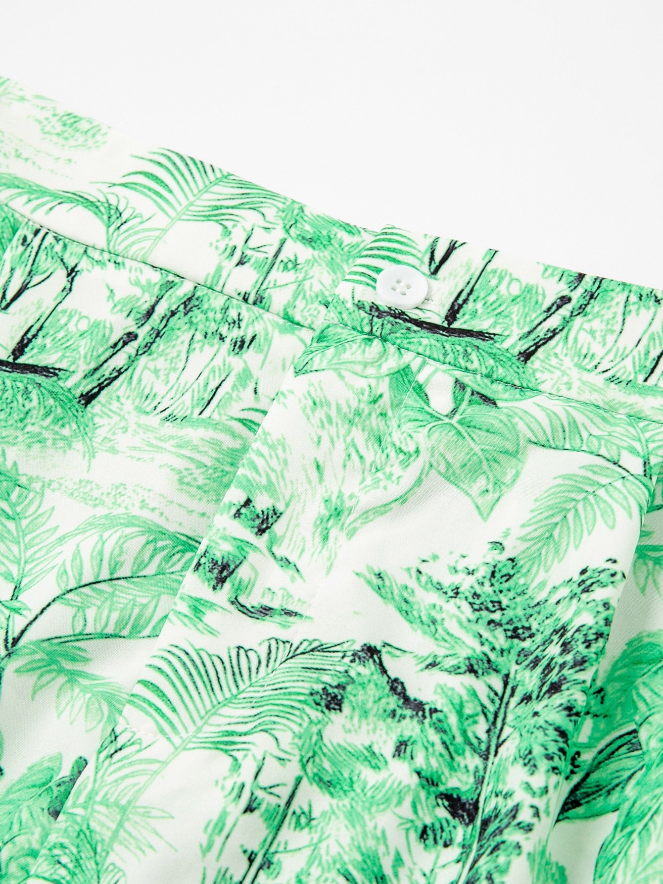 Glamaker Tropical Print Off Shoulder Lantern Sleeve Backless Knot Top Shorts