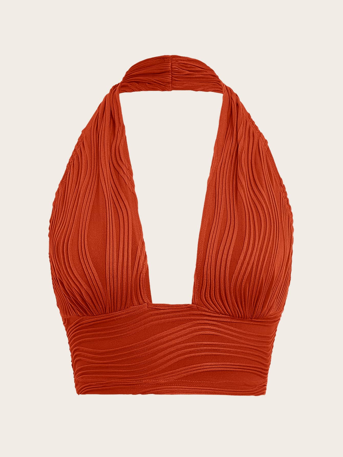ICON Solid Backless Crop Halter Top