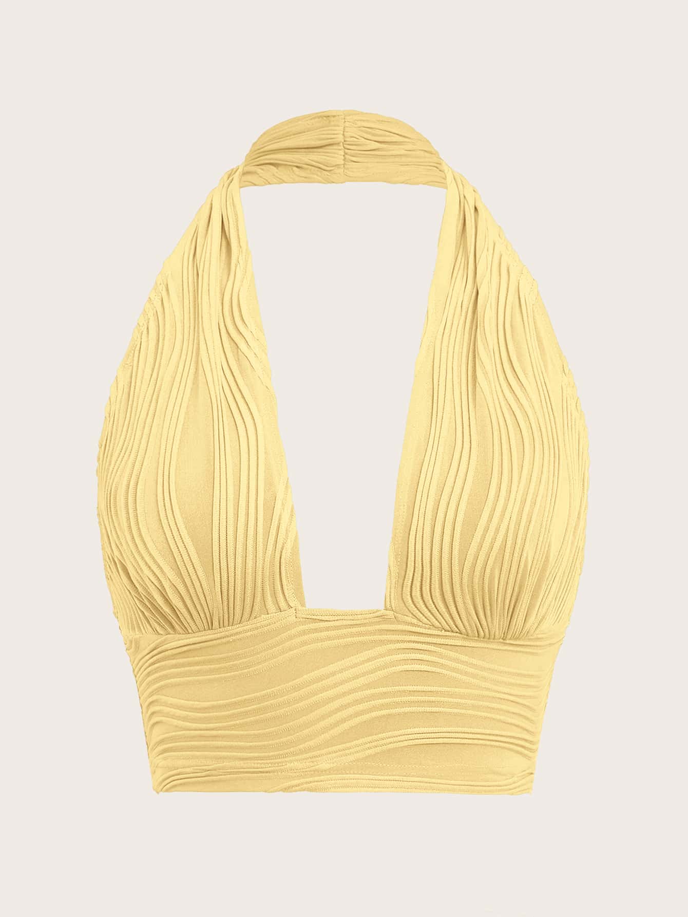 ICON Solid Backless Crop Halter Top
