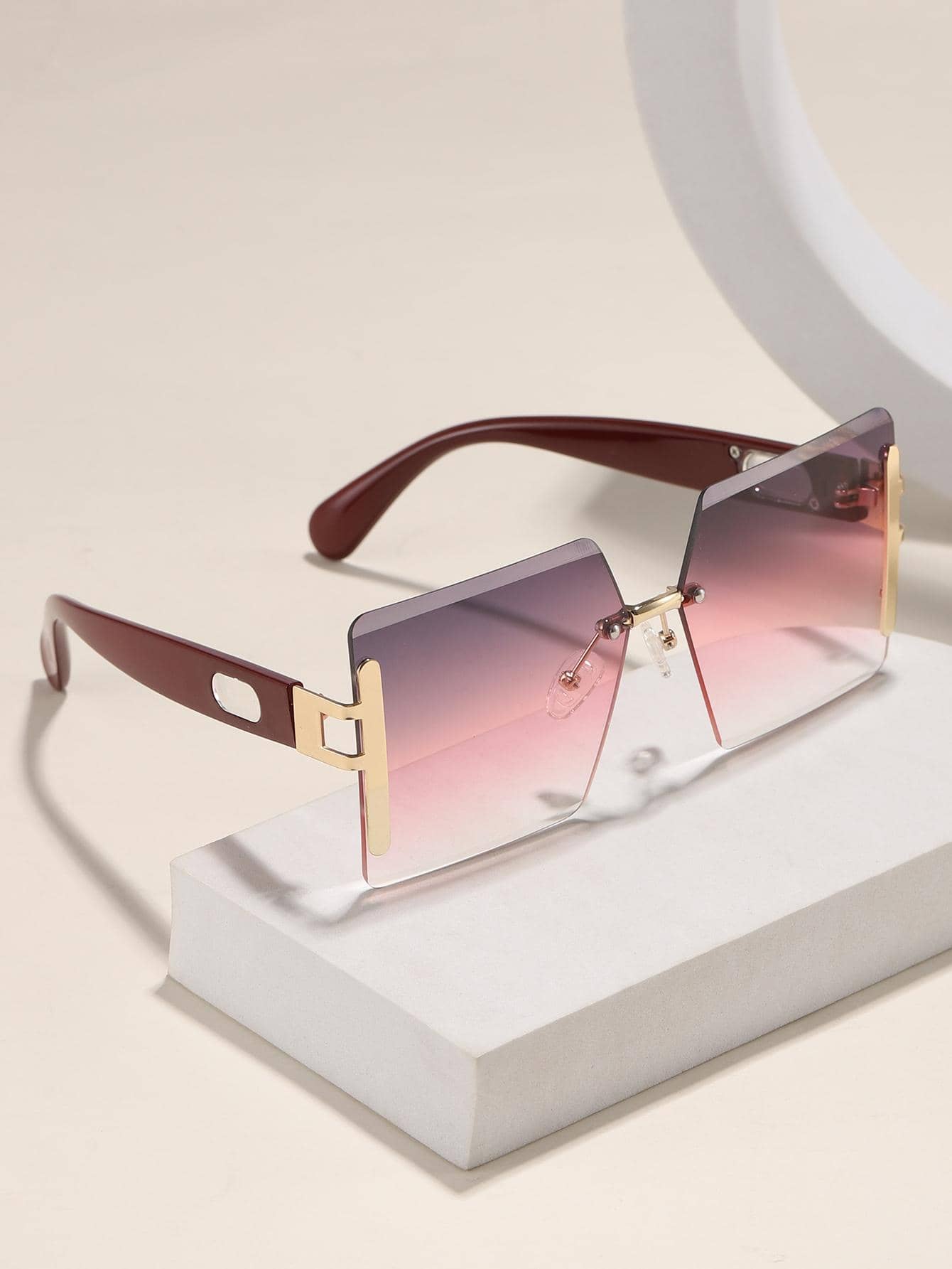 Ombre Lens Rimless Fashion Glasses