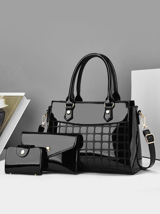 3pcs/Set Fashionable Embossed Leather Women's Tote Bag Set