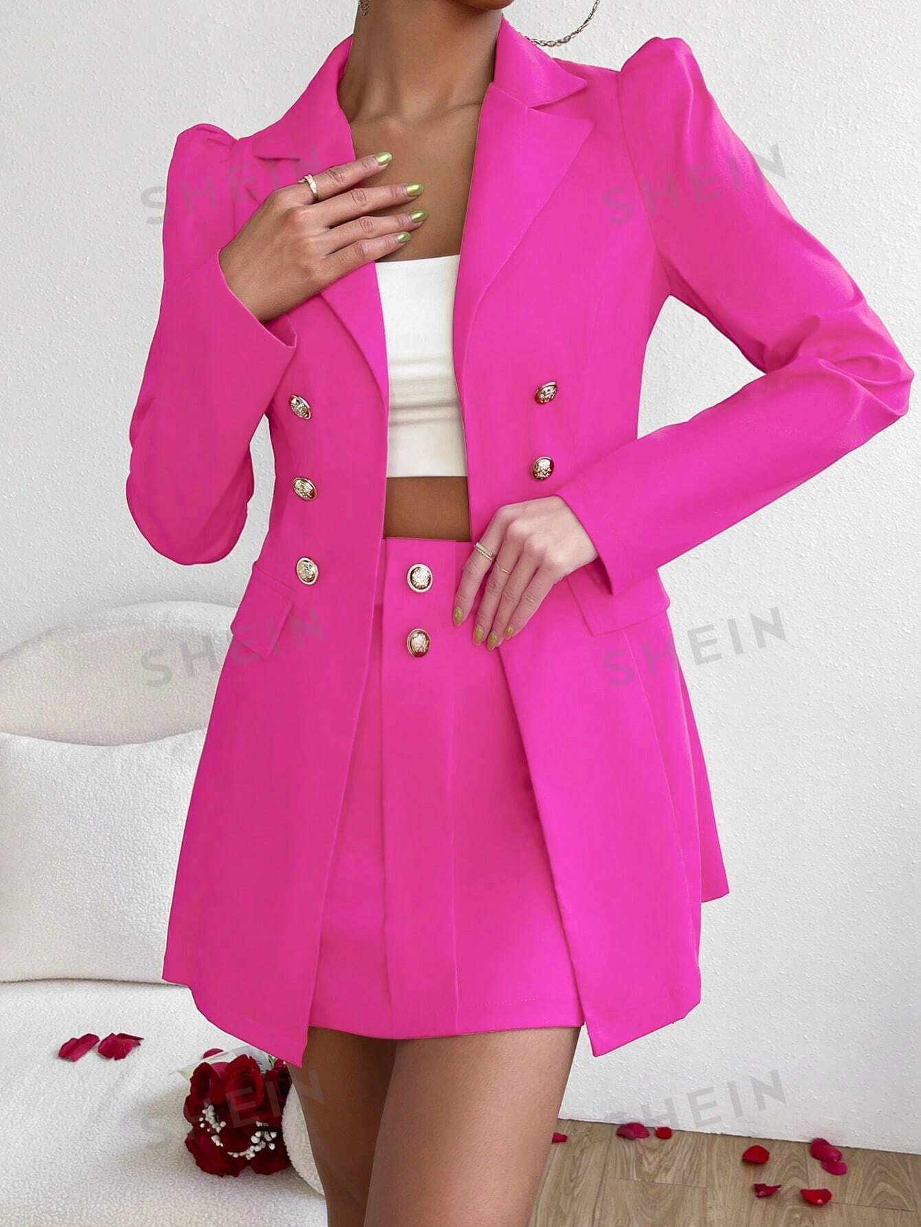 Classic Double Breasted Blazer & Skirt