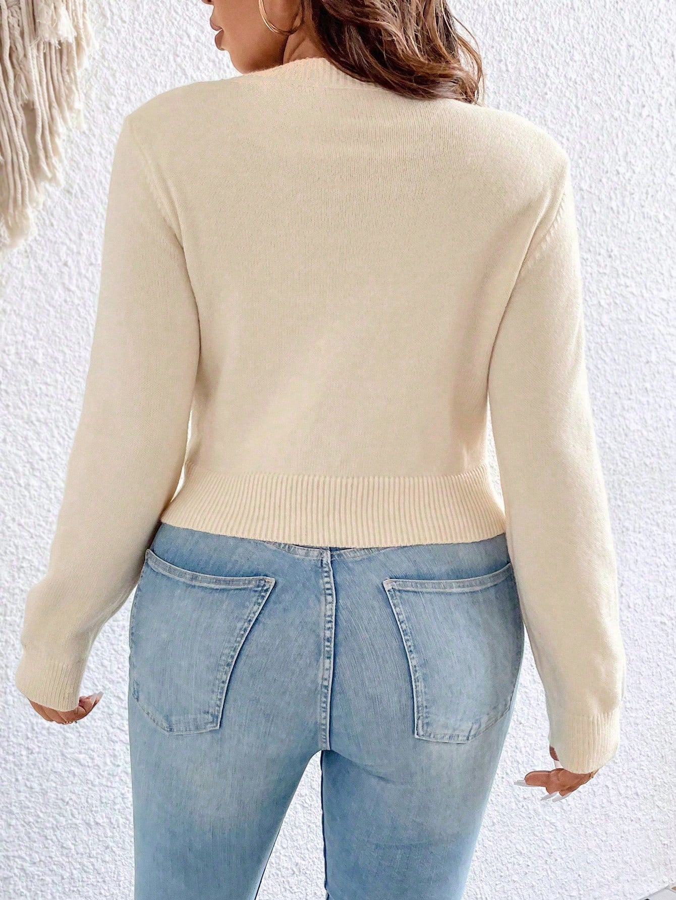 Plus Twist Front Crop Sweater