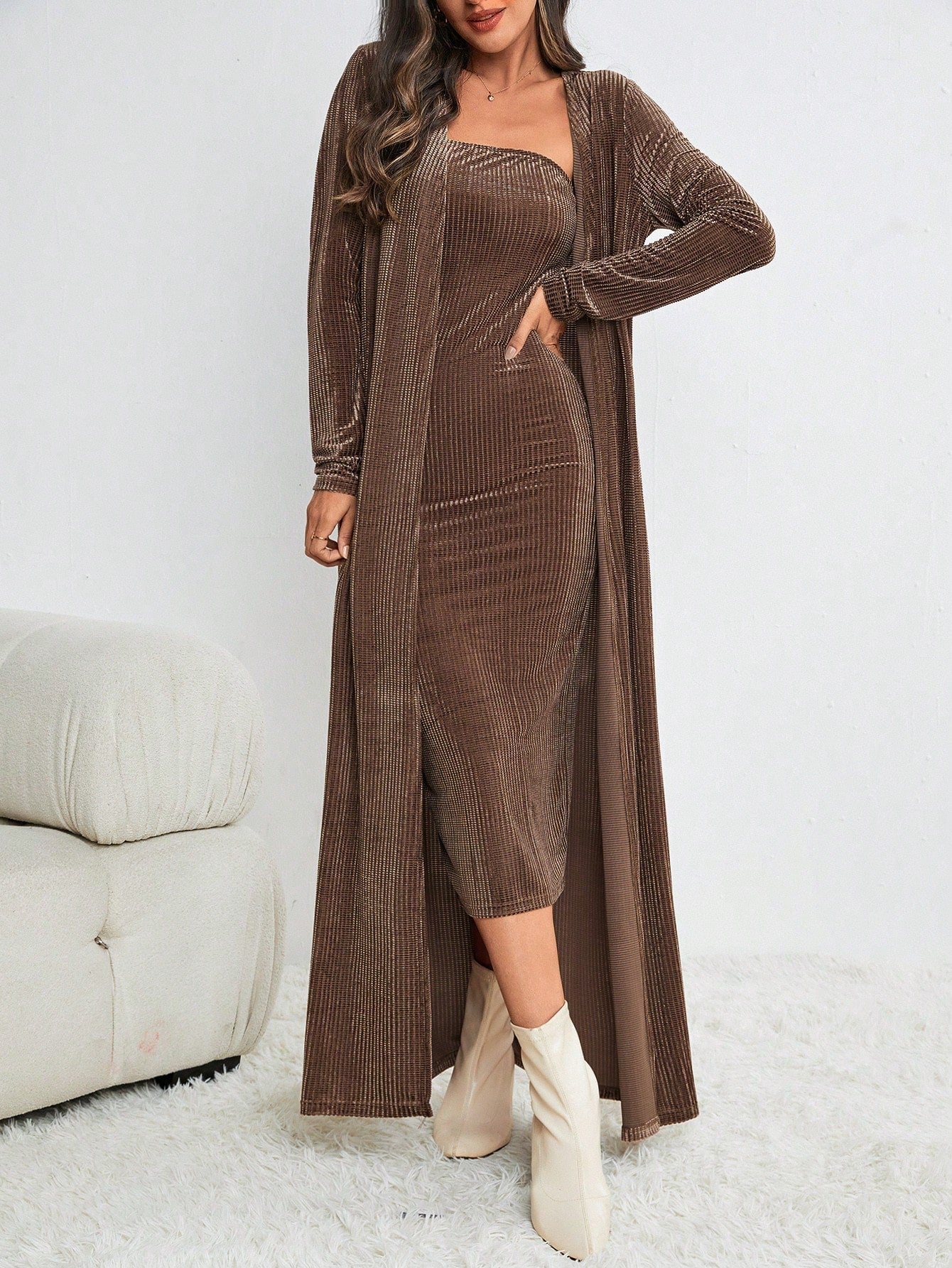 Tube Bodycon Dress With Cardigan