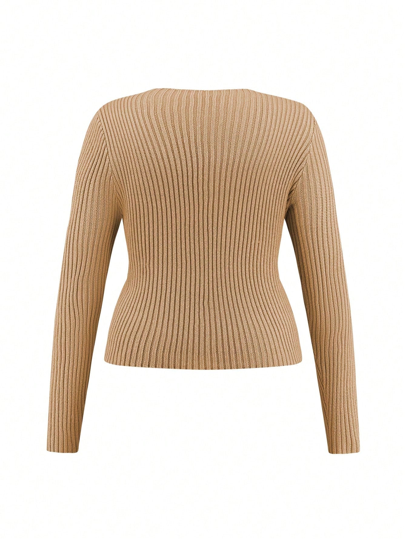 Plus Cross Wrap Front Solid Sweater
