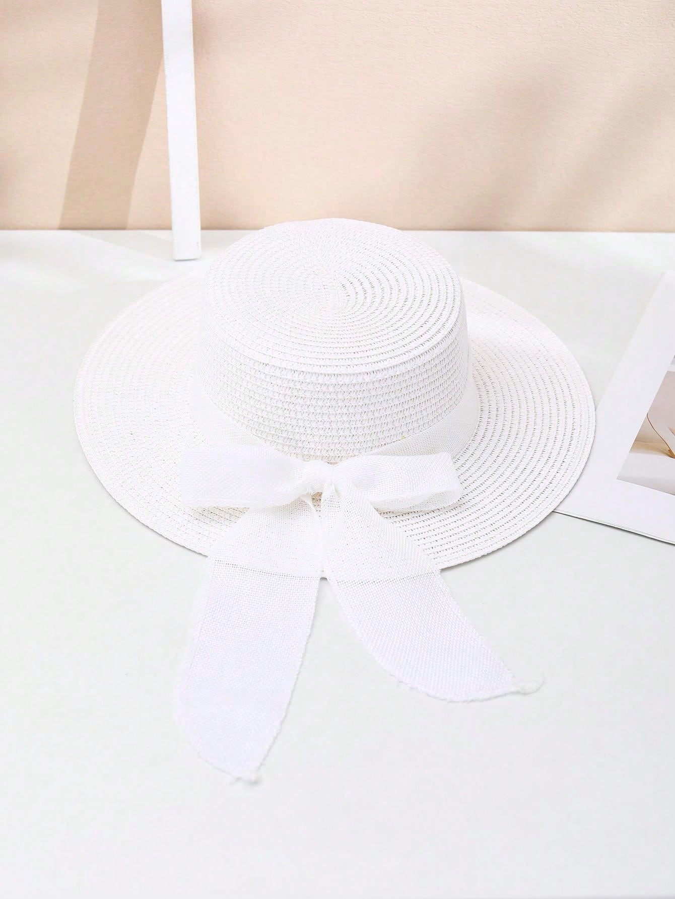 Fashionable Butterfly Knot Elegant Straw Sun Hat