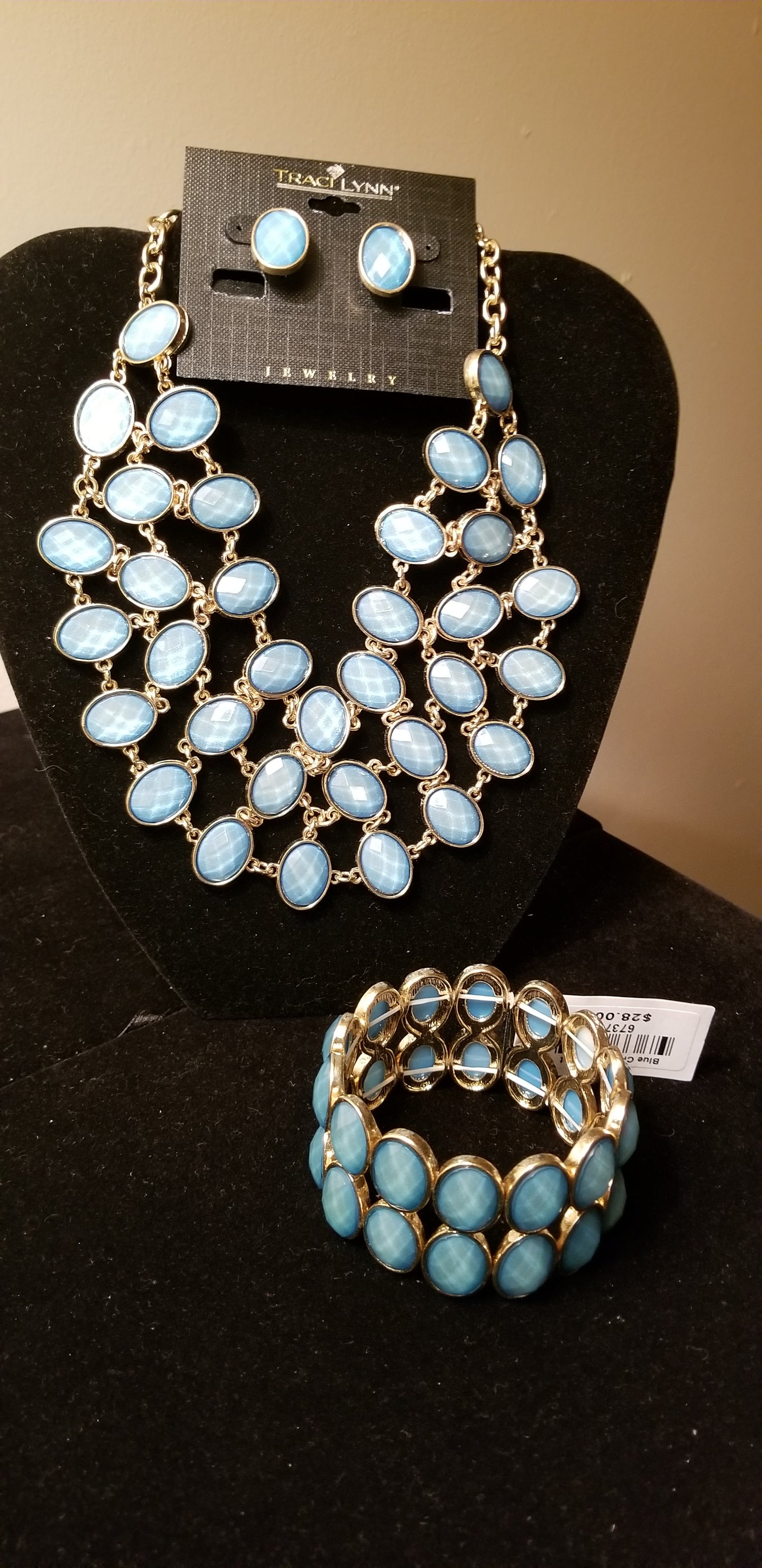 Blue Crush Necklace and Pierced Earrings Set