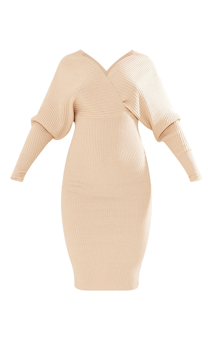 Stone Wrap Off The Shoulder Sweatshirt Dress
