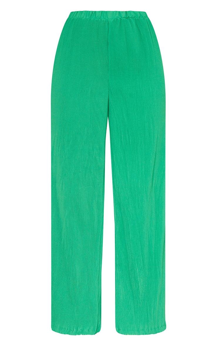 Light Grey Plisse High Waisted Wide Leg Pants