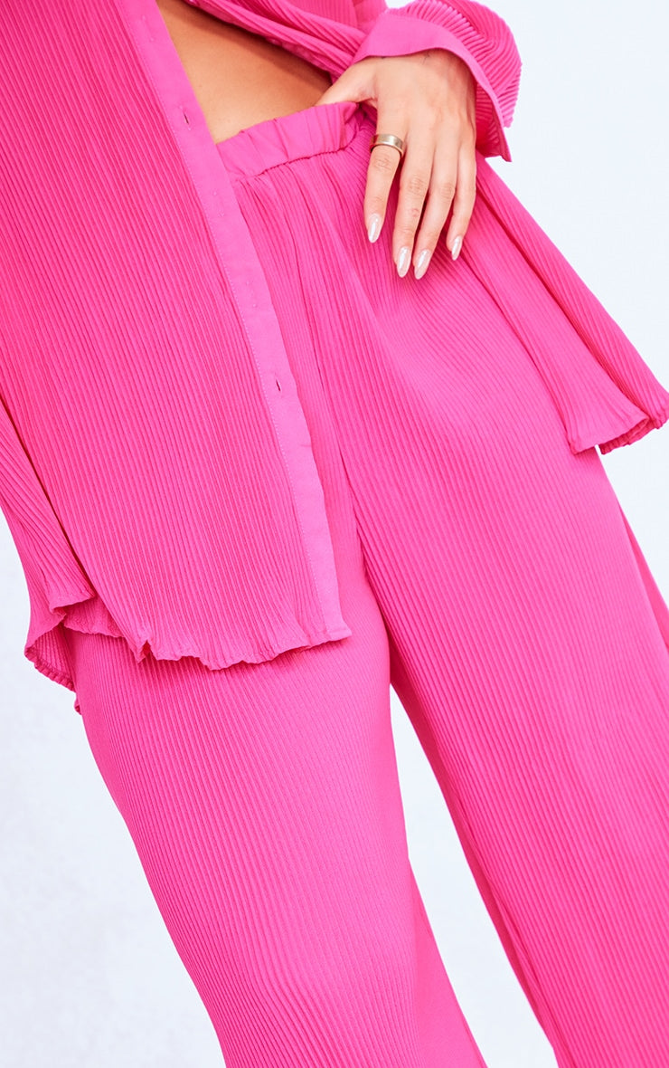 Plus Chocolate Plisse High Waisted Wide Leg  Pants