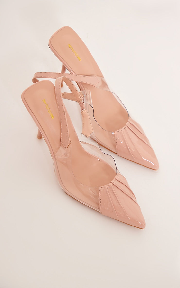 Red Point Capped Toe Sling Back Heeled Courts