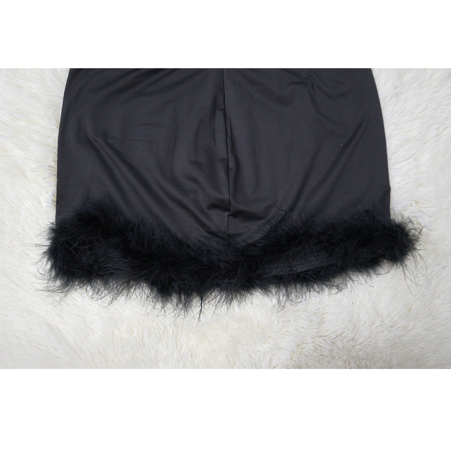 Women Clothing Autumn Square Collar Backless Ostrich Wool Solid Color