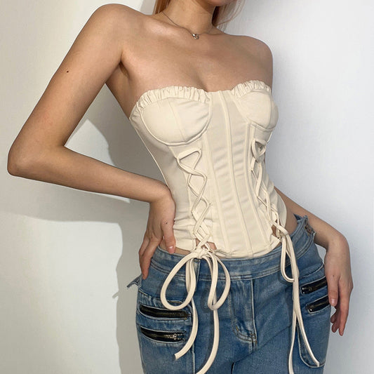Slim Fit Sexy Lace Up Bustier Top