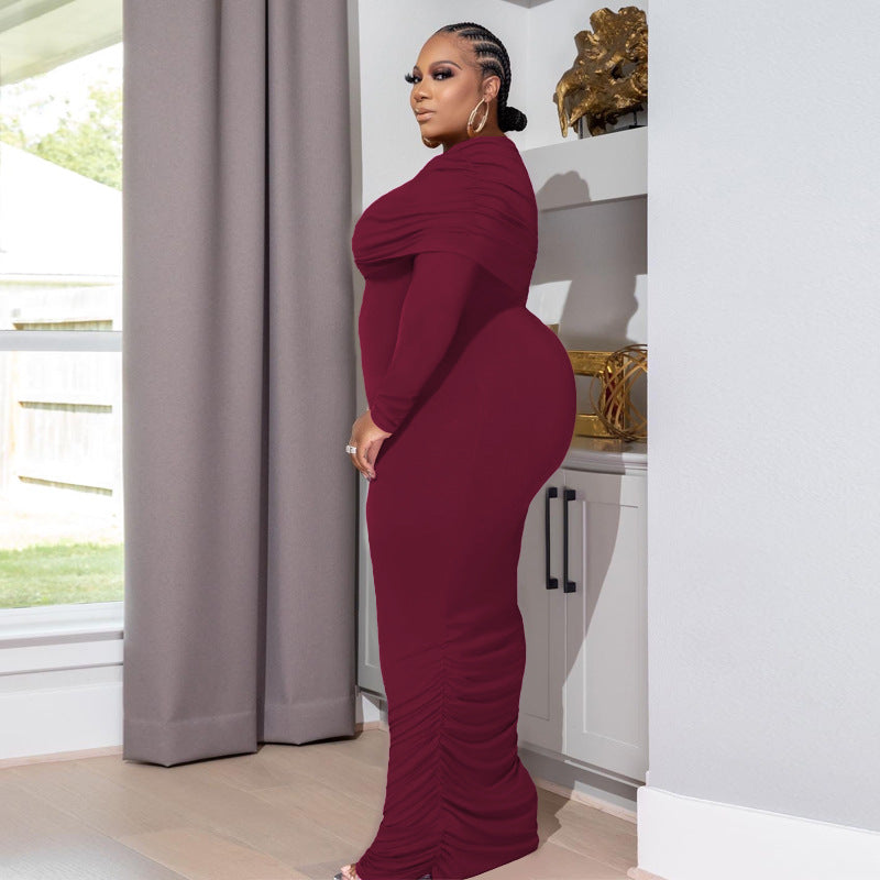 Plus Size Sexy Off The Shoulder Bodycon Maxi Dress