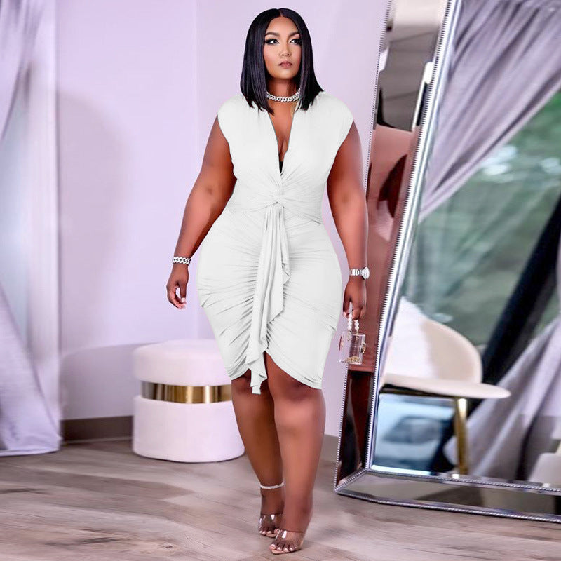 Plus Size Ruched Bodycon Sexy Dress