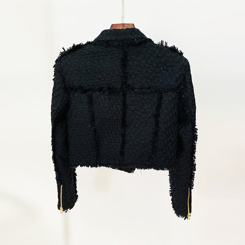 Women's Tweed Fringe Blazer And Skirts Set